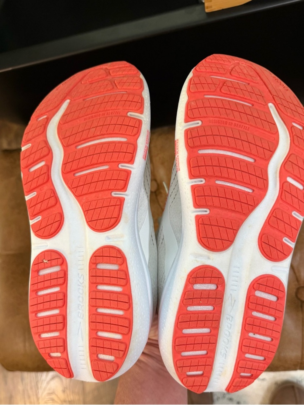 Brooks Ghost 2 Max White Running Shoes with Coral Accents - Picture 6 of 7